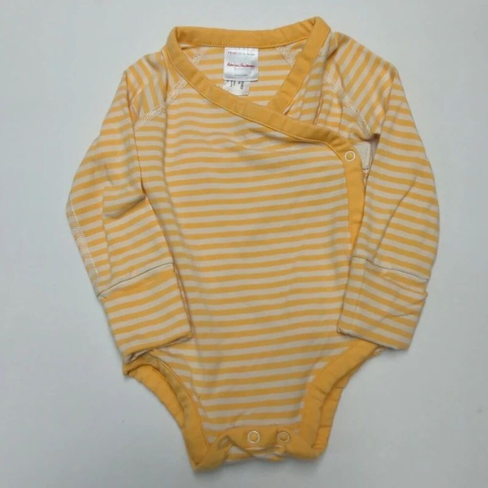 Hanna Anderson Striped Long Sleeve Bodysuit - Unisex Baby Size 75 12/18 Months
